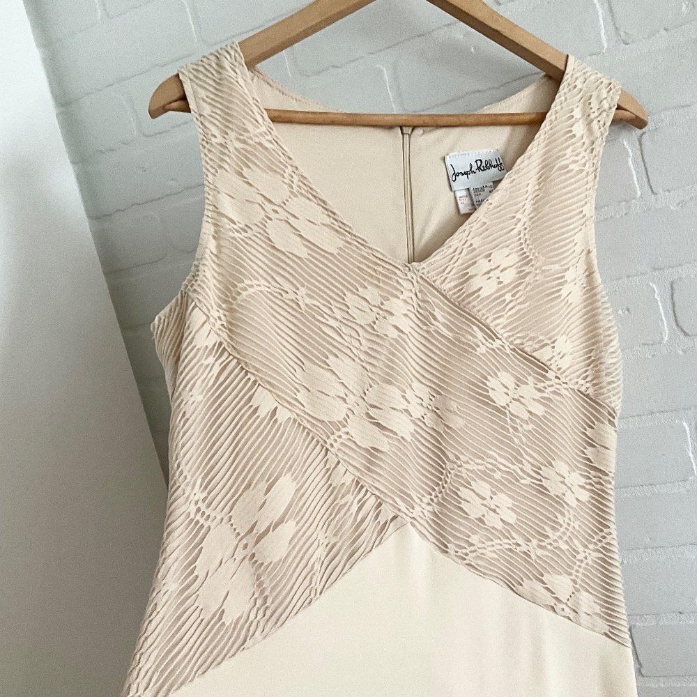 Joseph Ribkoff Vintage Formal Maxi Dress Lace Bodice Cream Sz 12 - Picture 5 of 16